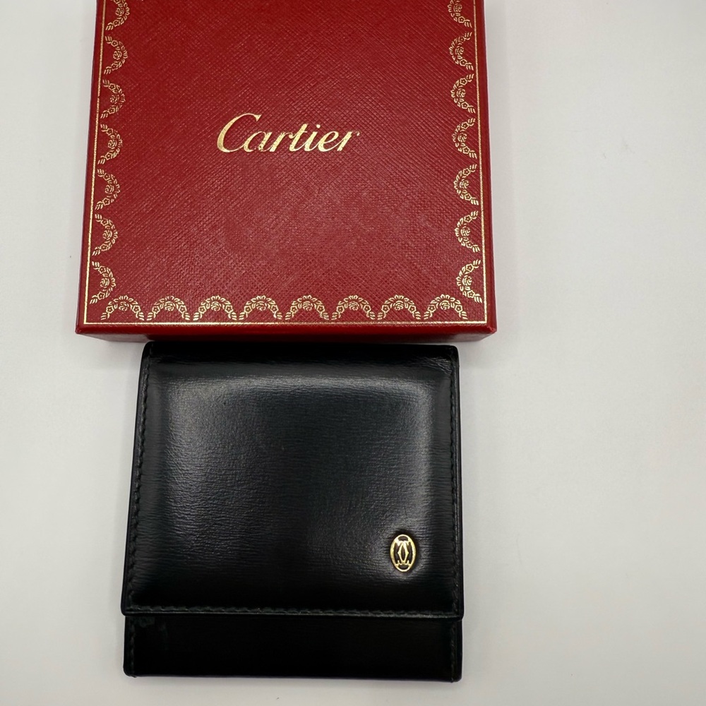 CARTIER  Wallet Coin Case L3000205 Leather Black Coin Purse